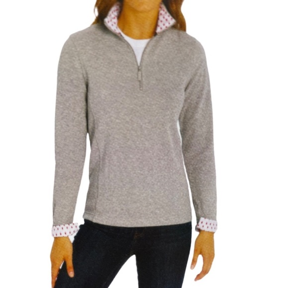 Orvis Tops - ORVIS Sandy Point ¼ Zip Pullover Sweatshirt Heather Grey Quarter Sweater NWT Red